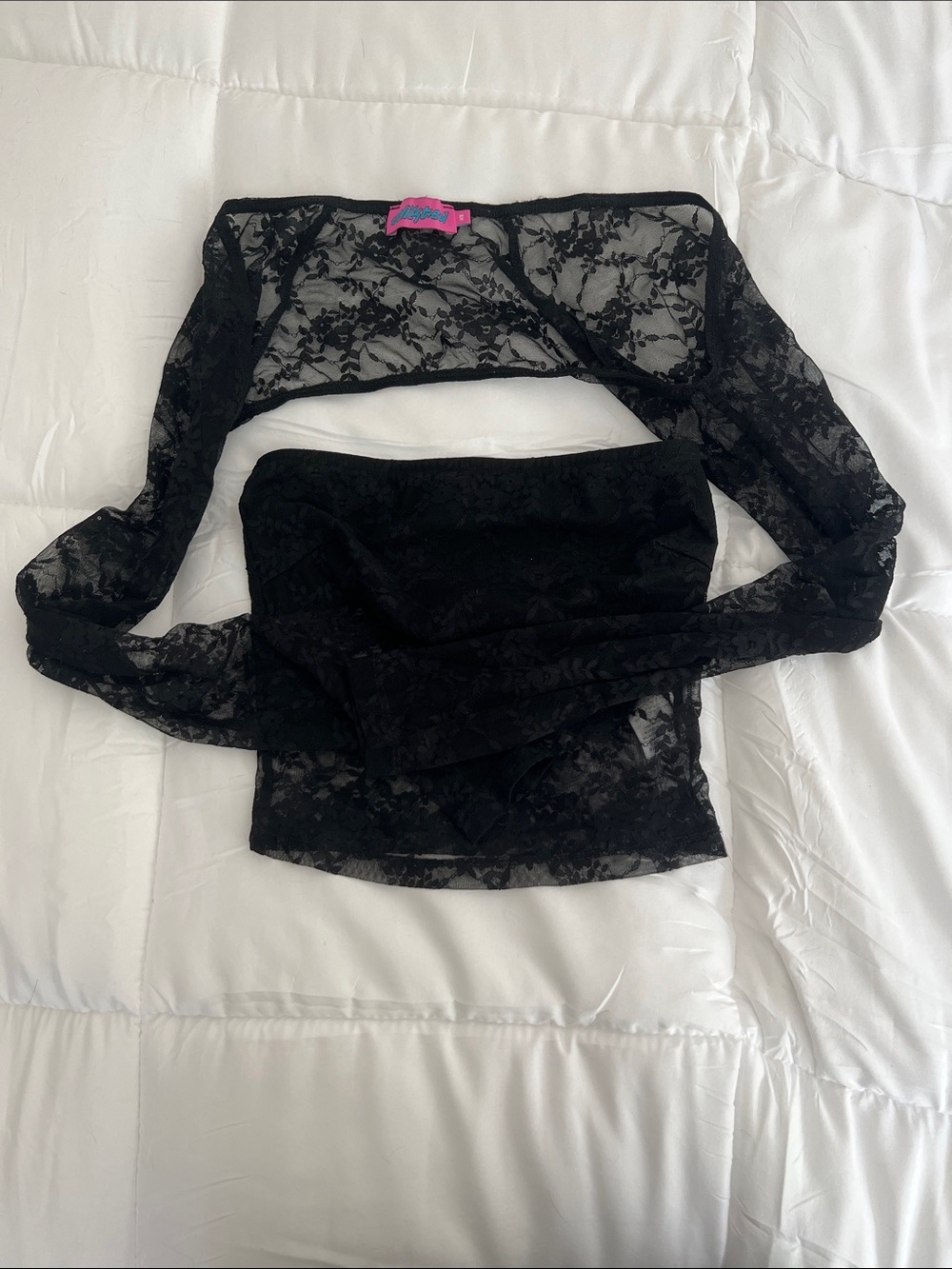 Edikted 2 Piece Lace Tube Top and Sleeves